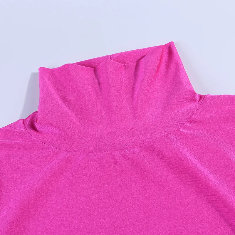 Best selling taobao dropshipping boutique fall clothing long sleeve neon pink dress