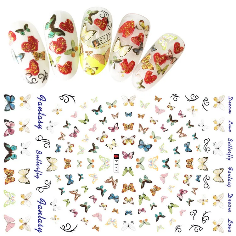 

Wholesale mini butterfly nail decals 3D Charms Small thin decals nail sticker art, As pic