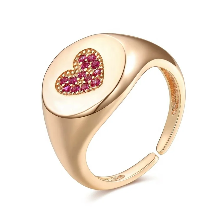 

Janice Fine jewelry Sterling silver heart seal ring in gold for women
