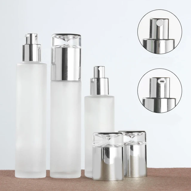 Hengjian Stocked 20ml 30ml 40ml 60ml 80ml 100ml 120ml Frosted Glass Cosmetic Perfume Spray Pump Bottle With Silver Cap