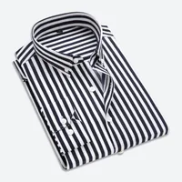 

Business Stiff Collar Striped Shirt Formal Men Dress Shirt for Commuter