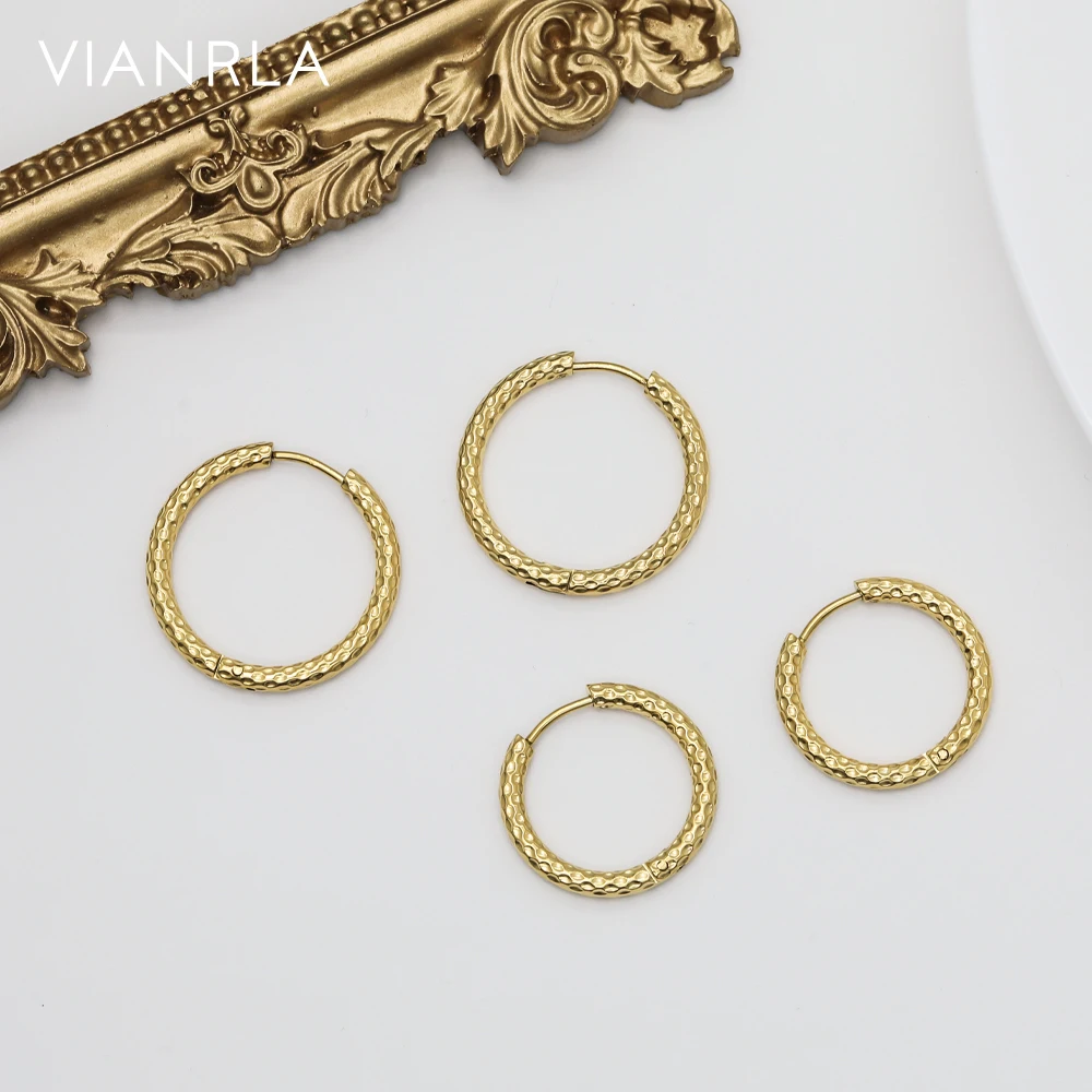 

VIANRLA Stainless Steel Jewelry 20mm Hoop Earrings Trendy Huggie 18k Gold PVD Plated Free Laser Logo Drop Shipping