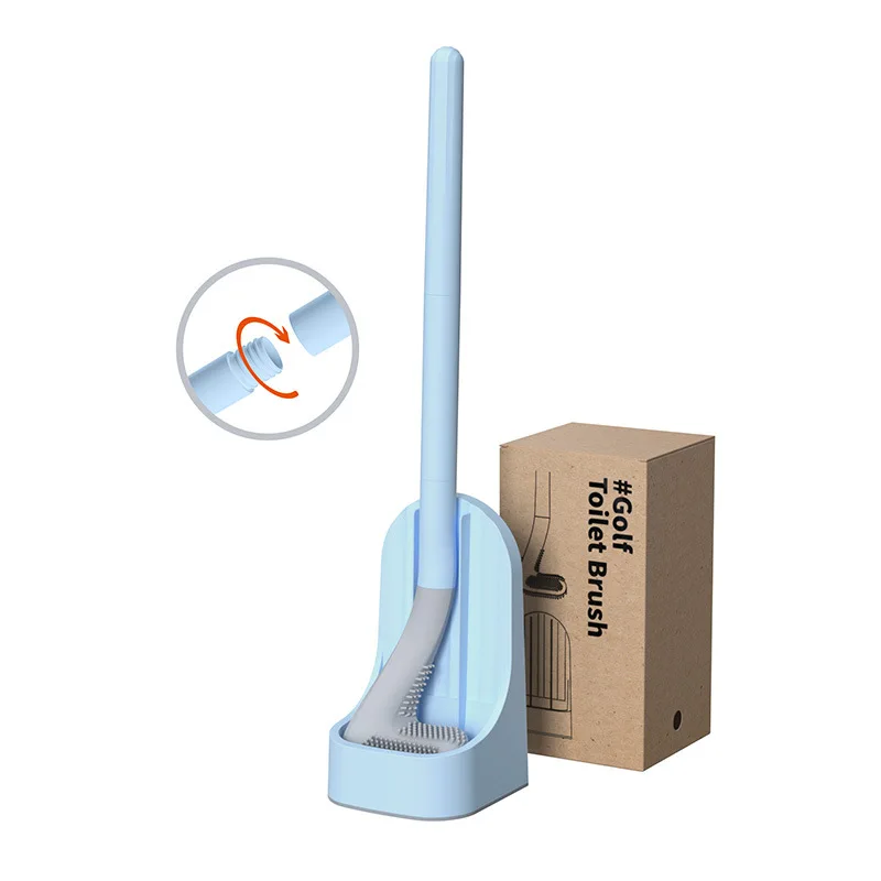 

long hadle golf style l shape silicone toilet brush 2022, White, blue, green, gray