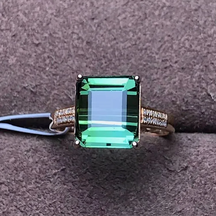 

SGARIT custom fine gold jewelry ring manufacturer wholesale classic 18k gold 4.5ct natural green tourmaline ring for women