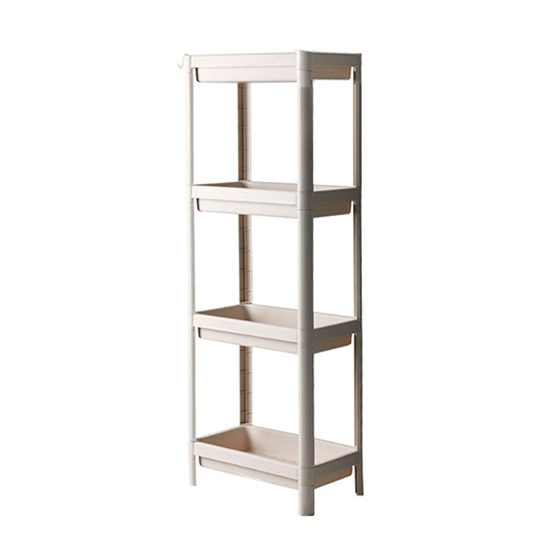 

4 Layers Household Floor Storage Rack, White, apricot