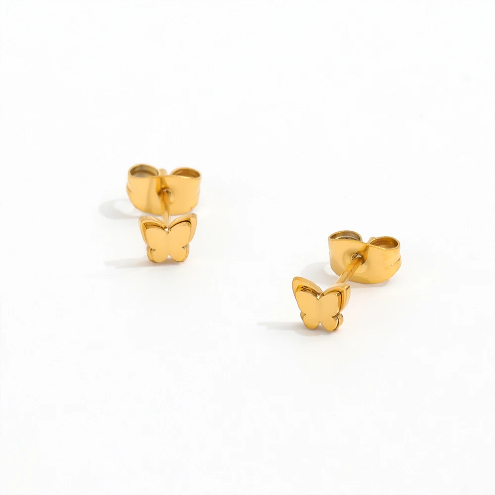New Trendy Earring 18K Gold Plated Dainty Double-layer Butterfly Stud Earrings Earrings Wholesale Stainless Steel for Women N/A