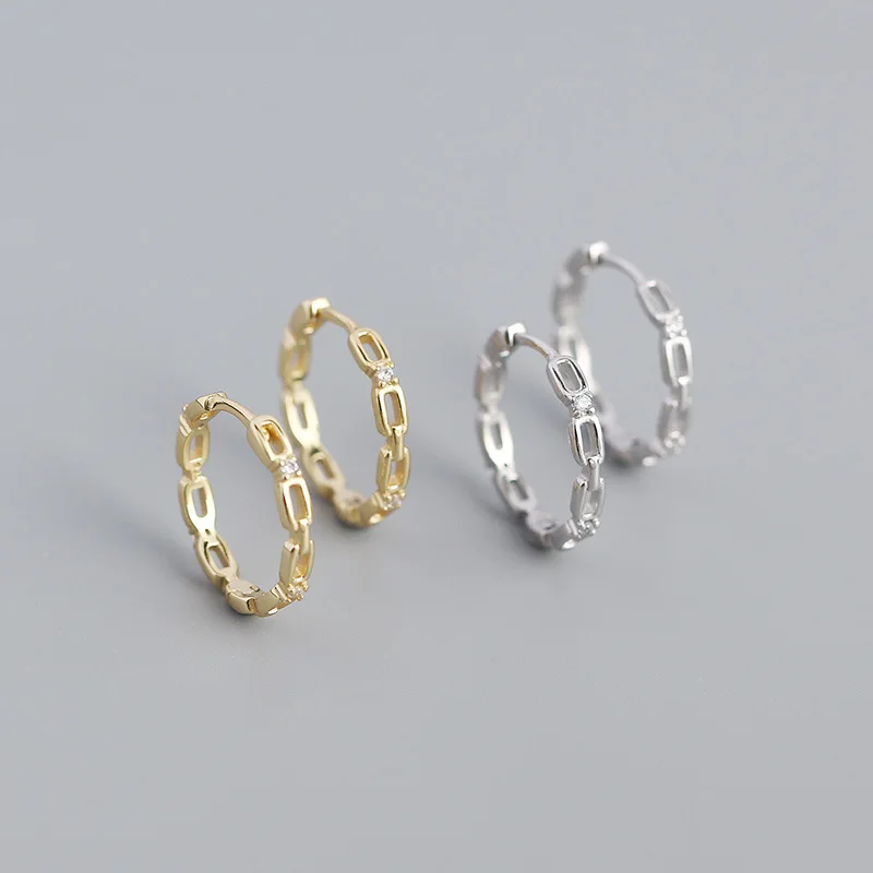 

2021 NEW INS 925 Sterling Silver Fashion big Punk chunky Chic Link chain gold plated hoop earrings for women