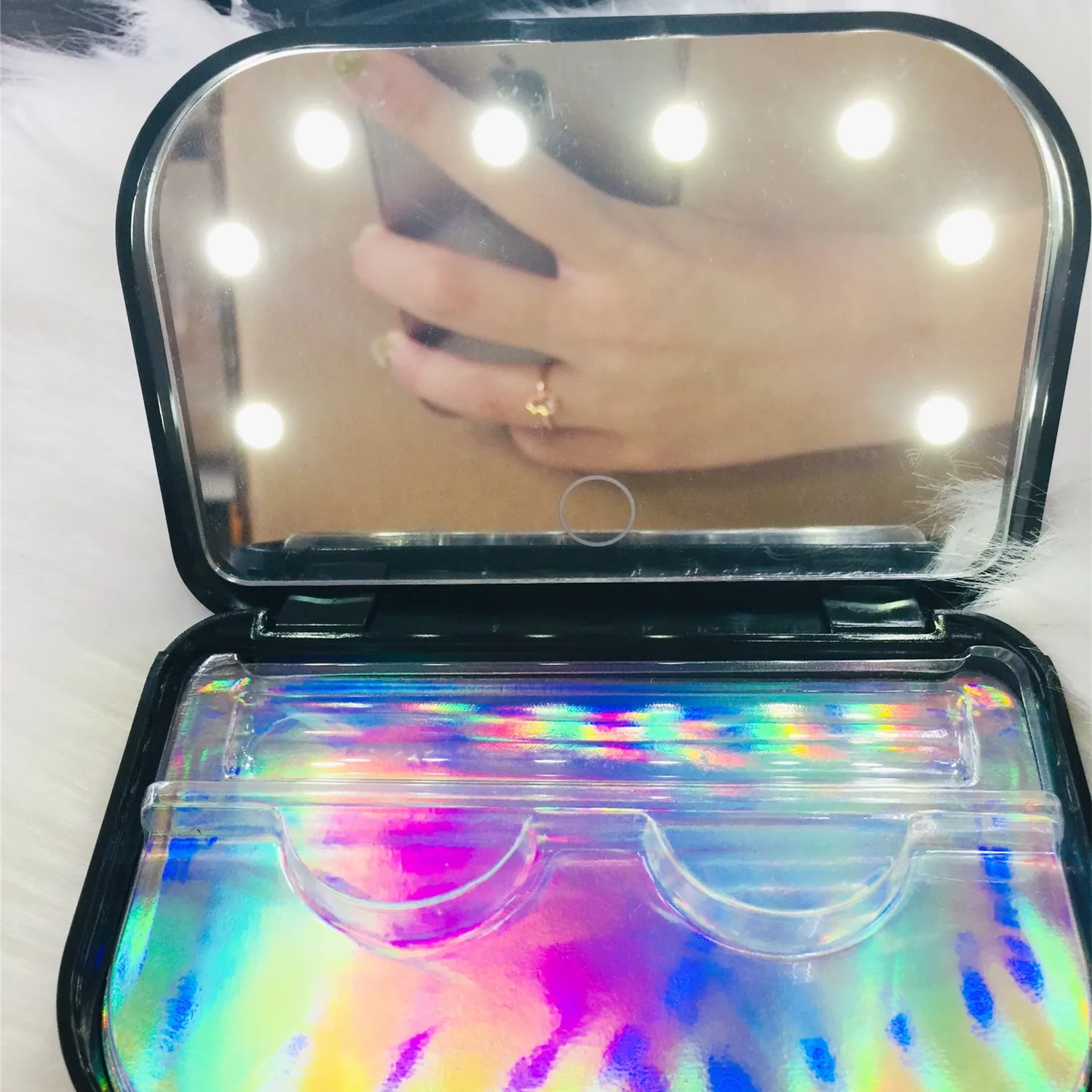 

2020 hot selling 3d mink strip lash suitcase led lashes case packaging box 5d 25MM long lashes vendor acrylic case, Black