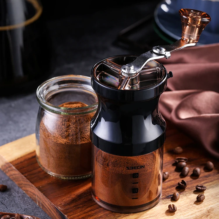 

wholesale oem odm customization logo manual coffee grinder portable 304 stainless steel manual coffee grinder, Black