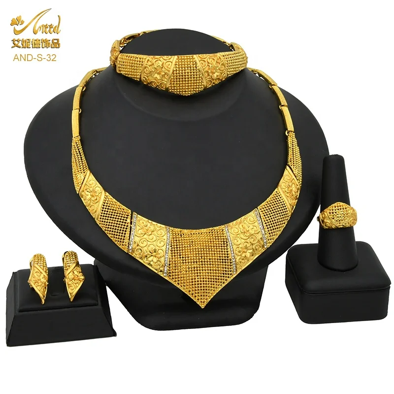 

18 Karat wholesale African Gold Bridal Indian luxury Bridal Set Fashion Italian 24 Carat Gold Heavy wedding Jewelry Indion Sets, Accept your request