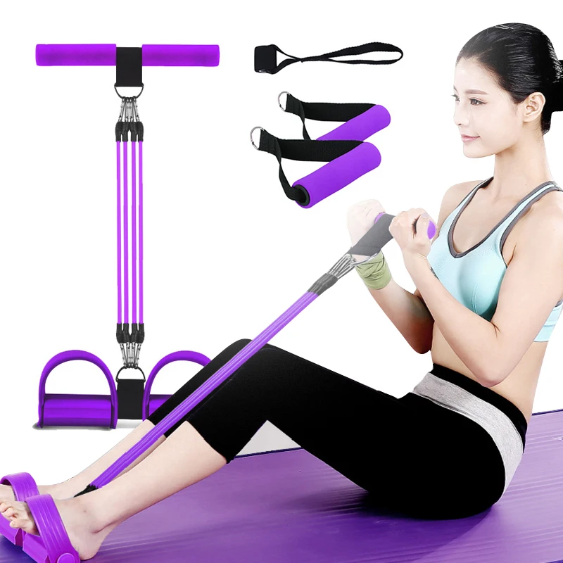 

Fitness Rower Bands Elastic Pull Ropes Exerciser Belly Resistance Band Home Gym Training Portable Workout Equipment, Blue/purple/red