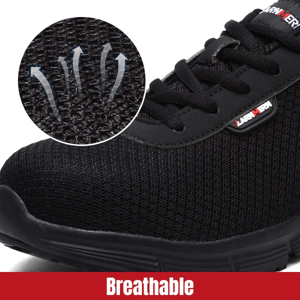 larnmern mens steel toe safety trainers