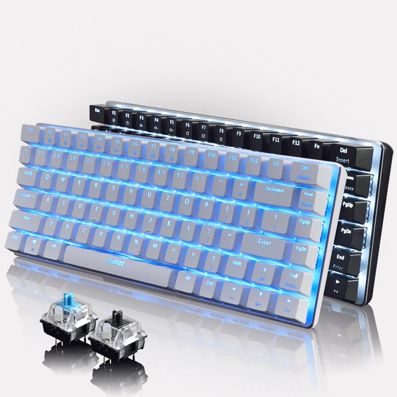 

N-key rollover Blue switch Mechanical Keyboard 82 keys Black Switch Gaming Mechanical Keyboard, Black/silver