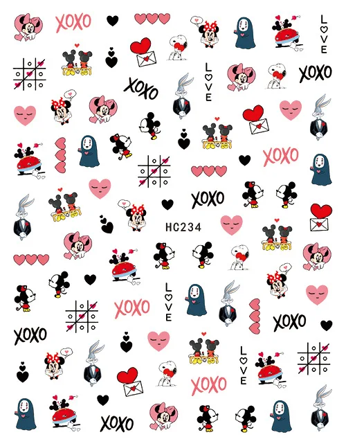 

HC232-255 HC Series 3D Cartoon Mickey Nail Art Stickers Cartoon Anime Nail Wraps Nail Art Decorations Decals, As picture show