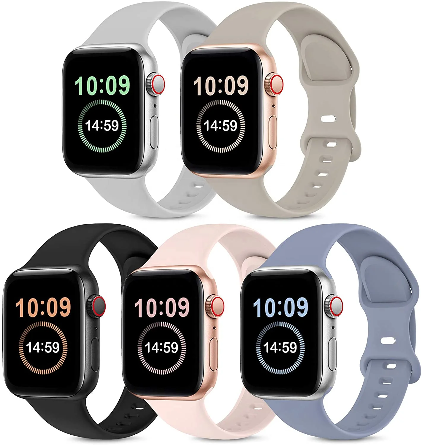 

Hot Amazon Wristbands For Apple Watch Band 38mm 40mm 41mm 42mm 44mm 45mm, Soft Silicone Sport Strap For iWatch Series 7 6 5 4 3, Multi colors