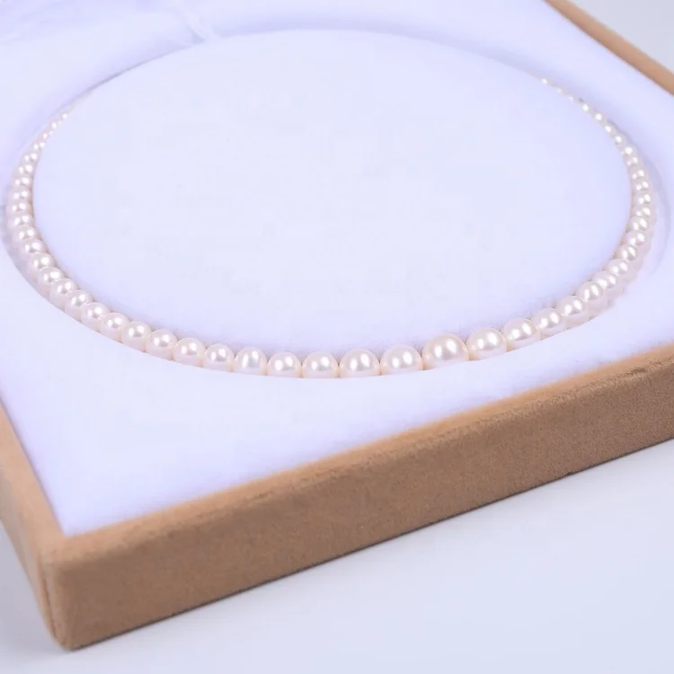 

Factory Price 3-6mm B-5A quality 400mm length Pearl Strings Chain Natural Round Pearl strand for Women Necklace, White