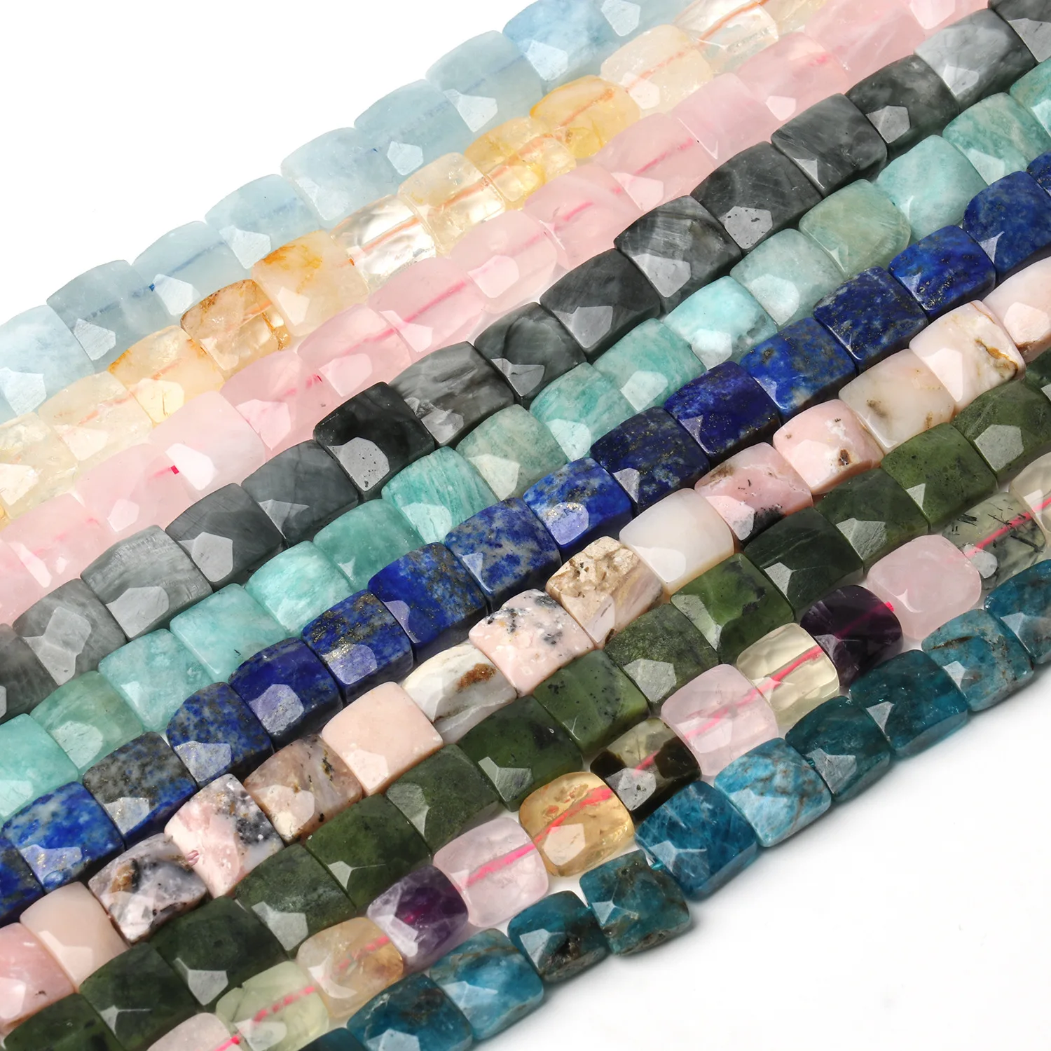 

Wholesale natural stone beads 10*5mm square beads with irregular cuts for jewelry making DIY
