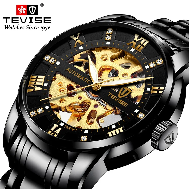 

Luxury Business Skeleton Men's Watches Waterproof Luminous Steel Strap Watch Transparent Wristwatches, Optional