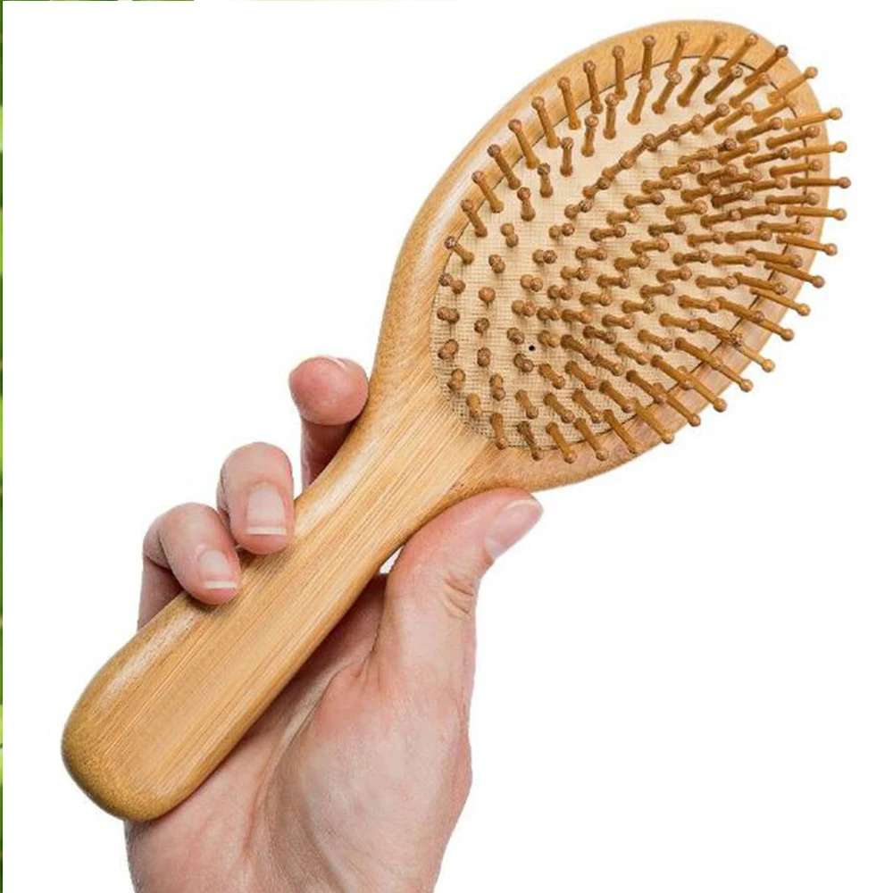 

Vbatty Natural Materia Massage Hair Comb Biodegradable Eco-Friendly Bamboo Air Bag Wide Tooth Comb, Yellow