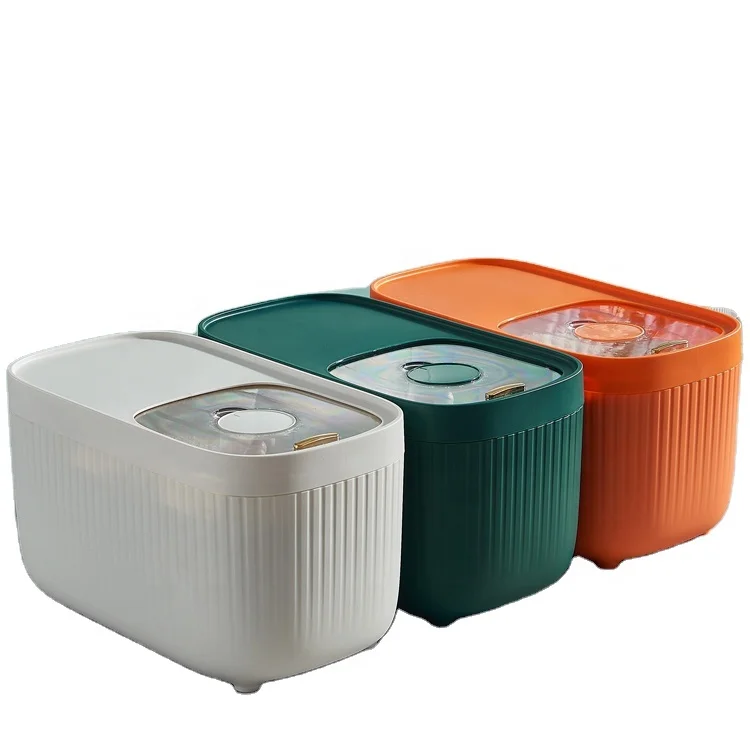 

5gallon Rice Storage Box Container Kitchen Bucket Insect-Proof Moisture-Proof Sealed 10kg 15kg Grain Large Storage Bin, White/orange/green