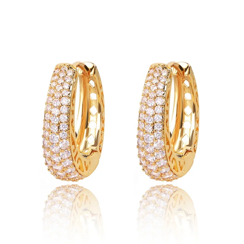 

Fashion Cubic Zirconia Women Jewelry 18K Gold Plated Huggie Hoop Earrings