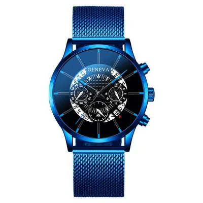 

4162 New 2020 Hot Sell Geneva Men's Watch Alloy Mesh Belt Multicolor Calendar Large Dial Wrist Watch, 17 different color