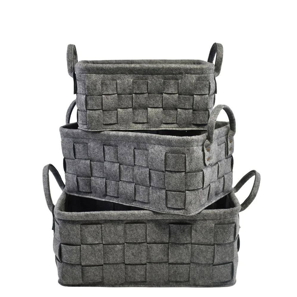 

2021 New design Large medium small size OEM Foldable Felt Organizer Woven Storage Box felt Basket, Z034 of zoe color card