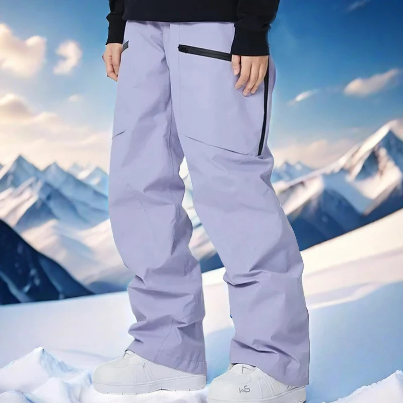 Women's and Men's Winter Outdoor Oversize Loose Ski Pants Ripstop Waterproof Design for Snowboarding and Skiing