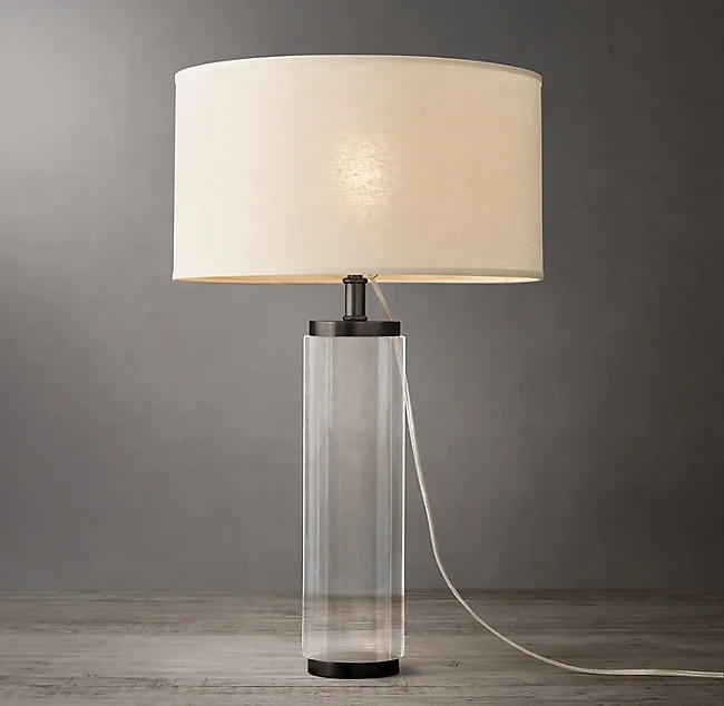 

Modern Funky Table Lamp Hotel Beside Lighting Restaurant or Home Reading Light Cylindrical Column Crystal Table Lamp TL1007/1, Nickel,gold,bronze