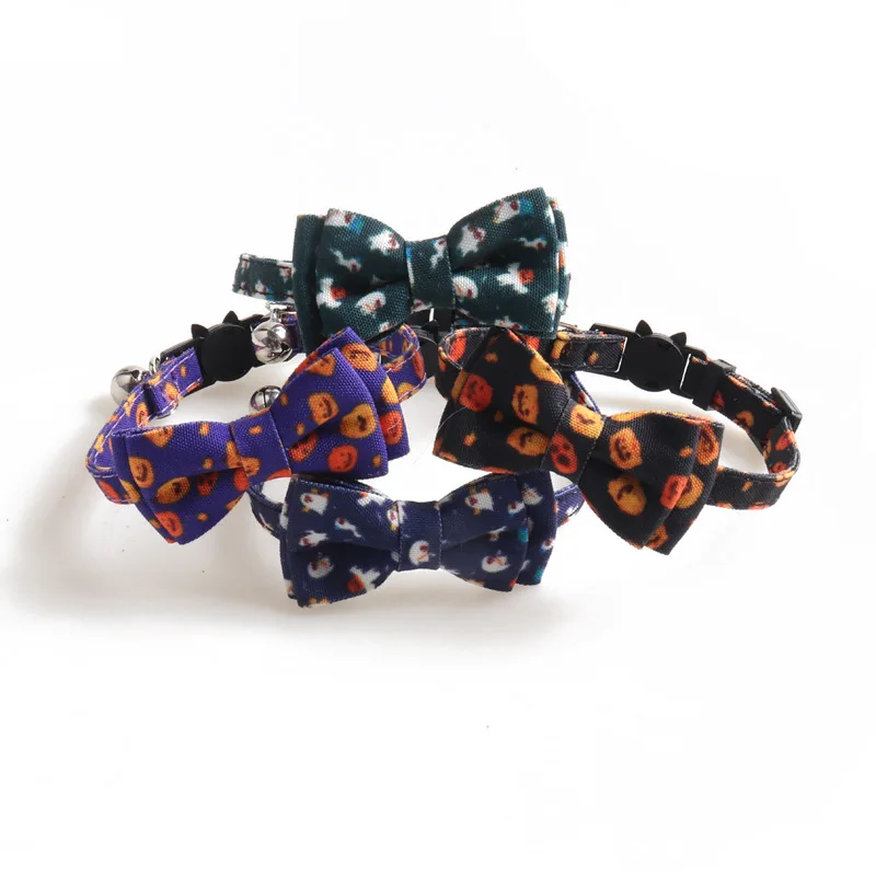 

Halloween Series Pumpkin Ghost pet dog Cat Collar Cat Bow Bell Collar
