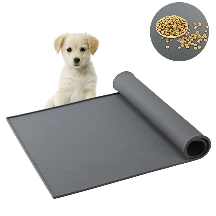 

Durable Pet Food Mat Pet Placemat Puppy Pet Bowl Pad Dogs and Cats Waterproof Feeding Mat Prevent Food Water Overflow, Black,grey,blue