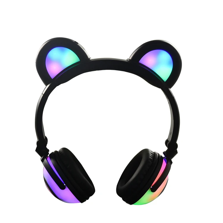 

Bear ear headphone with Led glowing for children use private model kids headsets