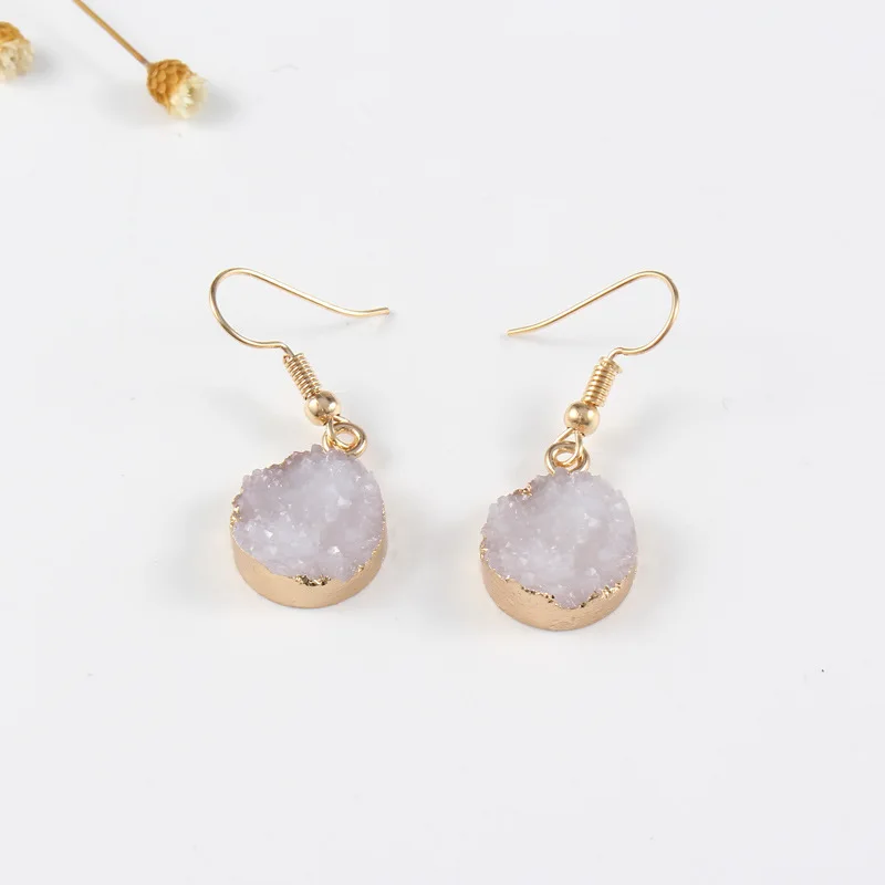 

Simple of natural stone pendant round resin earrings for women