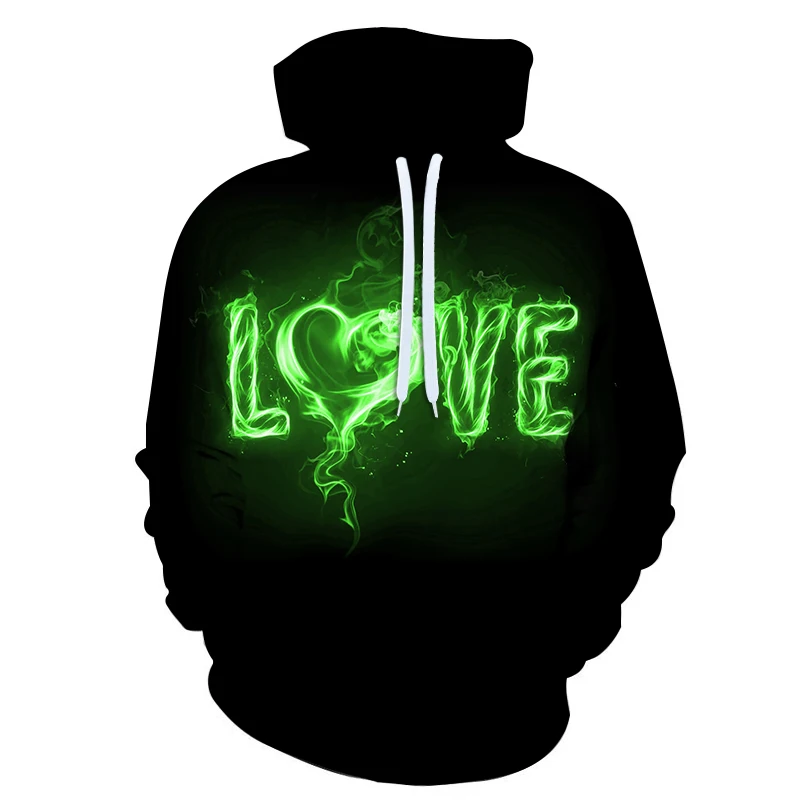 

Green flame Love English design 3D Sublimation Sweater