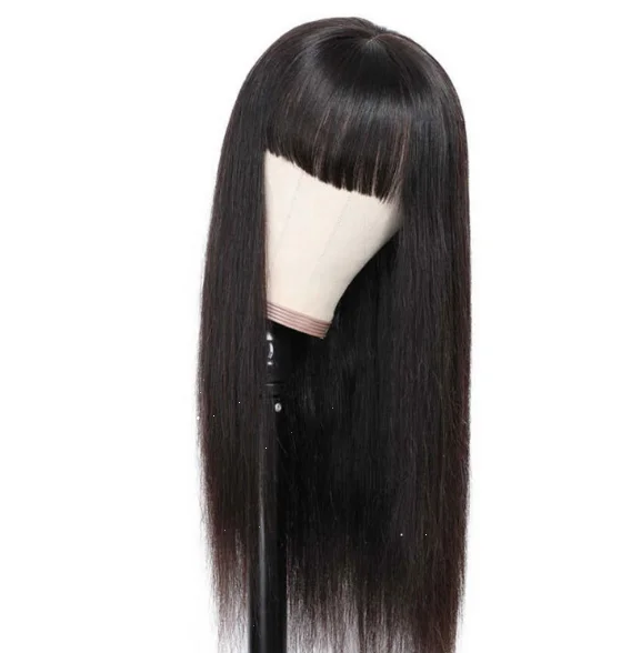 

Synthetic 28inches Wig female long straight hair with bangs black long hair fashion chemical fiber headgear