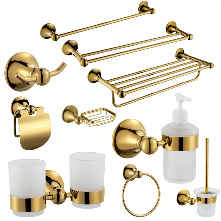 

2020 Kitchen Accessories Set Household Hardware Stainless Steel Bathroom Set Gold