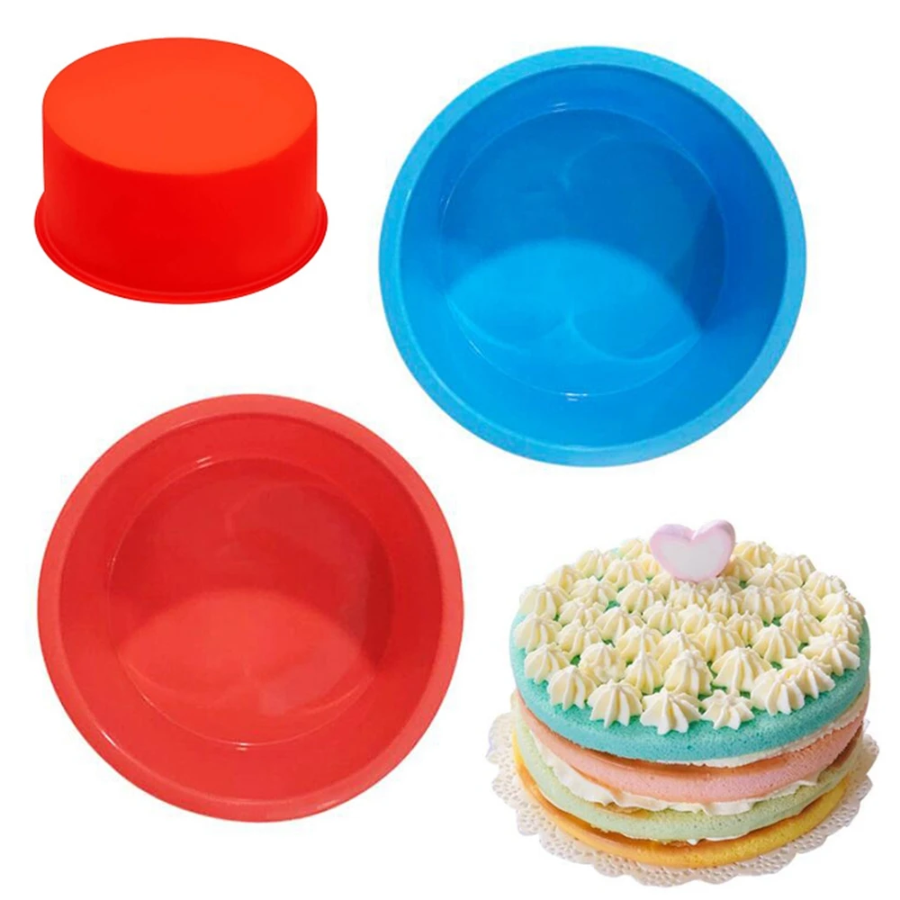 

Silicone Mini Cake Molds 4 Inch Round Baking Pan Non-Stick Silicone Baking Mold Bakeware Pan Reusable Mini