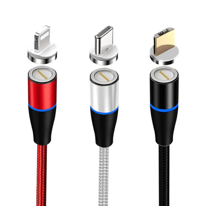 

In stock 3A Fast Charging Magnetic Phone Charger Data Transfer Sync Cable for IOS Mirco USB Type C Smartphone
