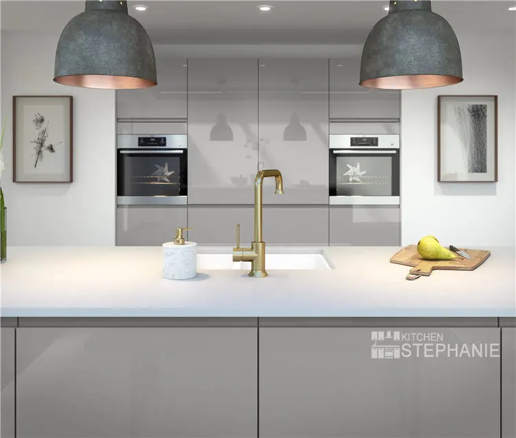 modern high gloss kitchen cabinet assembly,  grey colour acrylic kitchen cabinet door for malaysia