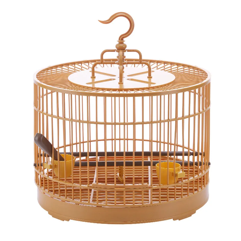 

Vintage Style Bird Breeding Cage Round Bird Cage with 2 Feeding Cups for Small Birds Parrot