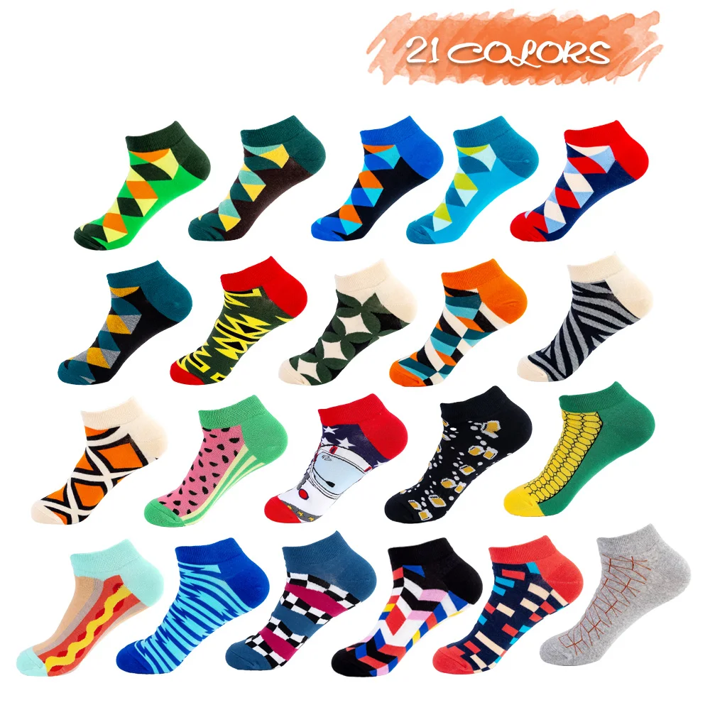 Yueli 21 designs custom funny comfortable ankle men women socks