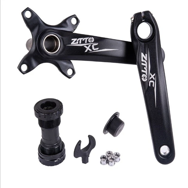 

Crank Arm Set  Hollow Integrated Mountain Bike Alloy Crankset, Black