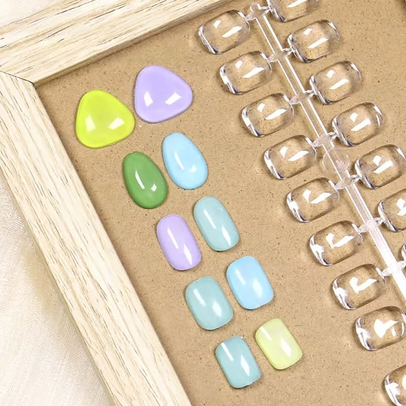 120/140/160/240pcs/set Nail Solid Transparent Natural Color Card Gel Polish Display Oval Square Color Board Nail Art Color Chart