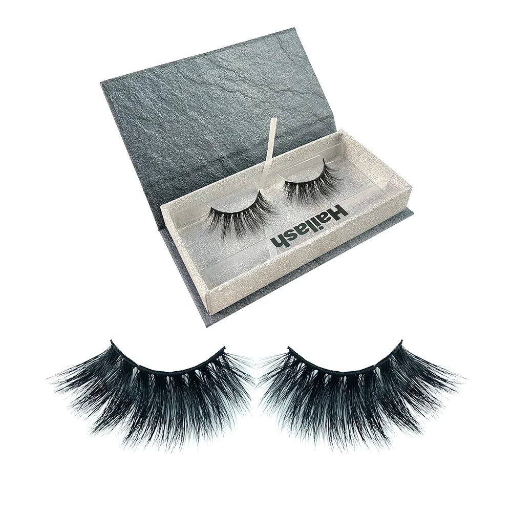 

private label false eye lashes 3d mink eyelashes custom eyelash packaging box 25mm fake eyelashes, Natural black
