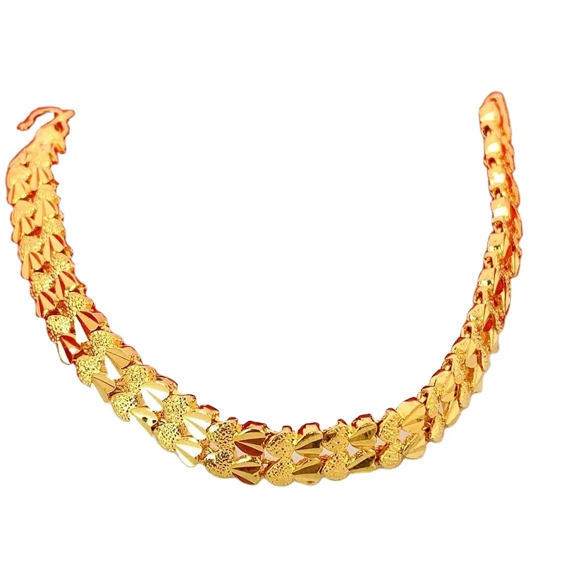 

Vietnamese Sand Gold Long-Lasting Color-Preserving Jewelry Plated 24K Thai Gold Heart-Shaped Double-Row Heart-Shaped Bracelet