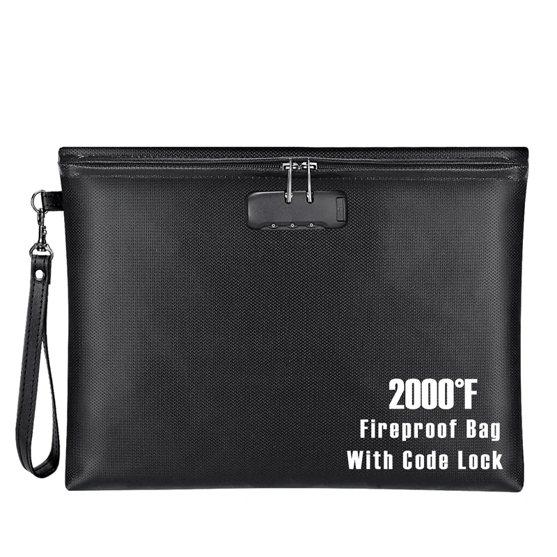 

Anti-thief Waterproof Fire Resistant Passport Money File Safe Bags Code Lock Fireproof Document Bag