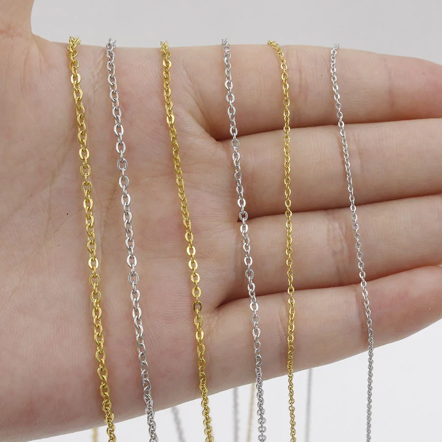 

1.5MM 2MM Gold Cable Chains Necklace 40cm Stainless Steel Chains For Necklace Making, Picture shows