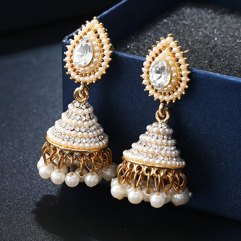 

Wholesale Pearl Teardrop Indian Earrings Jhumka Gold Antique Jhumka Designs