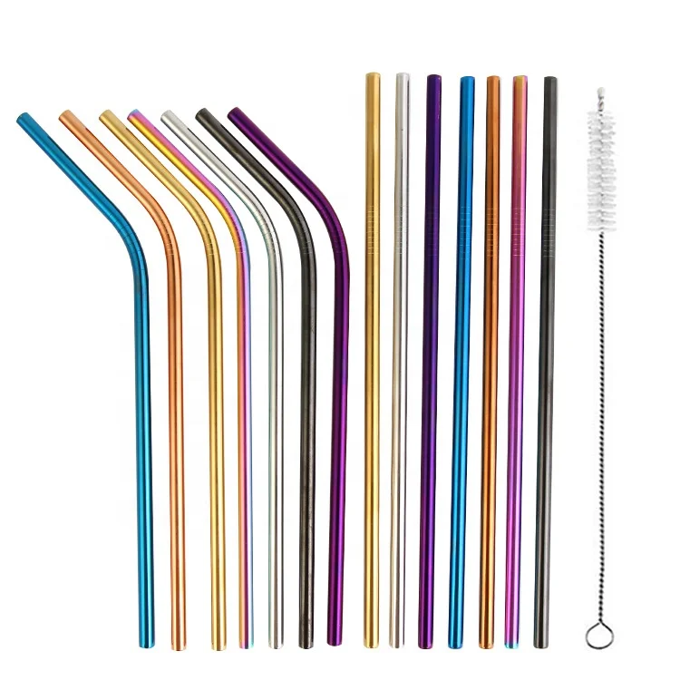 

Wholesale 215*6mm Metall Straw Reusable Drinking Set 304 Edelstahl Trinkhalm, Silver, black,golden,red, blue,rose gold,green,pink