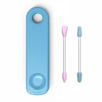 

2020 Upgraded 2 Packs Multifunction Portable Reusable Cosmetic Makeup Washable Silicone Ear Clean Buds Cotton Swabs Custom